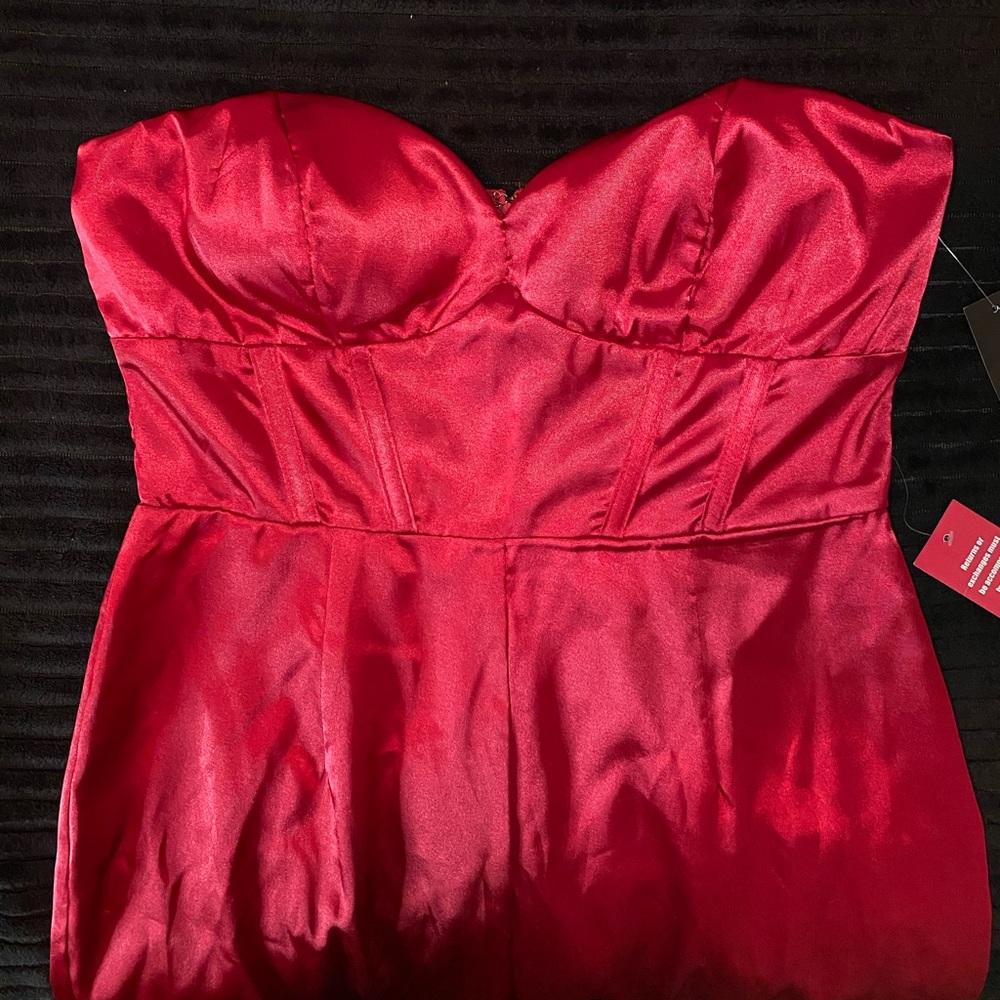 Red Satin Jumpsuit